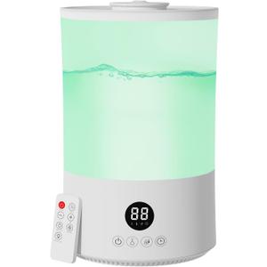 Humidifiers for Bedroom, 4L Top Fill Humidifier for Large Room, 250ml/h Cool Mist Output Humidificador, 24dB Quiet Air Humificador with Remote, Easy to Fill & Clean, fit Baby & Indoor