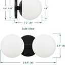 Black Bathroom Vanity Light Fixtures, Modern 2 Lights Globe Wall Sconce Lighting, Porch Wall Mount Light Fixture for Bathroom, Mirror Cabinets Hallway Stairs (Matte Black, 2-Light)