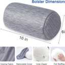 1 MIDDLE ONE Bolster Pillow with Removable Velvet Cover, Round Cylinder Neck Roll Pillow for Head, Back, Leg Support, Decorative Bed and Couch Pillow 16 x 6 Inches (Cooling Grey)