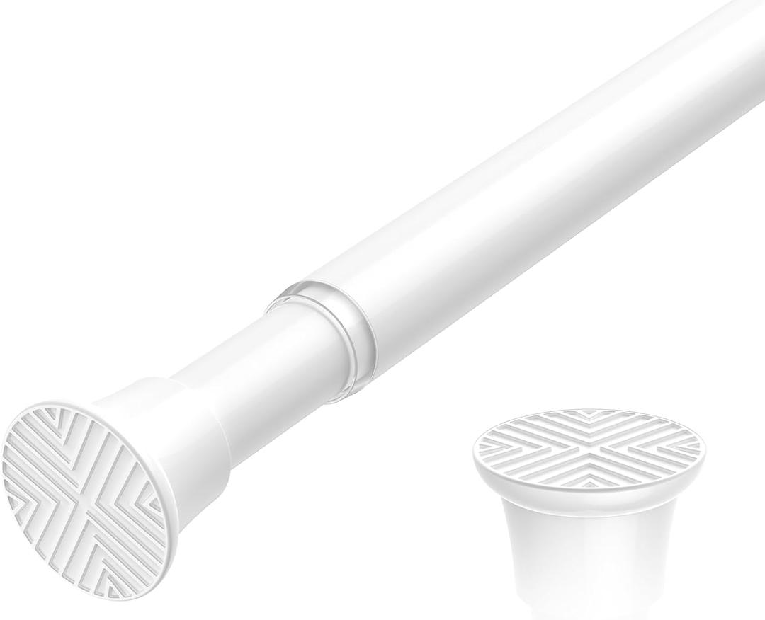 White Tension Curtain Rod 18-36 inch,Adjustable Small Tension Rod,No Drilling Spring Tension rod, Curtain Rod for Windows, Barthroom, Doorway