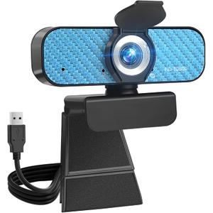 Webcam 1080p, Built-in Microphone/Privacy Cover, Plug and Play USB Computer Camera, Wide Angle, Streaming Web Camera for Desktop Computer/PC for Laptop Mac Zoom Conference(No Tripod)
