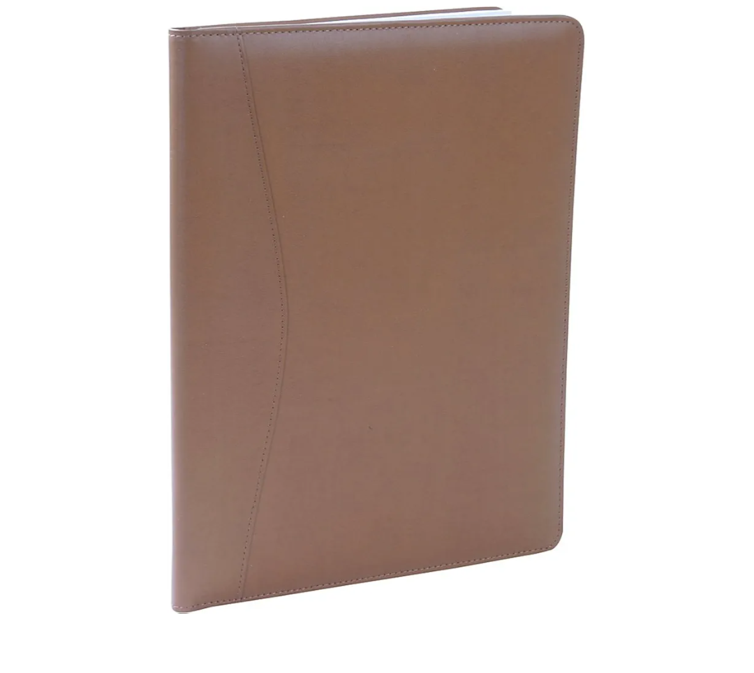 Royce Leather Writing Portfolio Padfolio, Presentation Folder, Business Case with Inserted Note Pad and Folder for Documents (Tan)