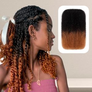 Afro Kinky Bulk Human Hair, 4C Afro Kinky-Curly Bulk Human Hair for Twist Mini Twists Braiding and Dreadlock Extensions 50g/Pack (T30, 16 Inch)
