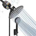 NearMoon Filtered Shower Head, High Pressure 8Round Rain Shower and 5 settings Handheld Shower Filter Combo with Self-adhesive Holder/1.5M Hose -1 Replaceable Filter Cartridge (Matte Black)