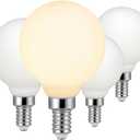 Liii&ARTMAN LED Small Bulb G16 Light Globe 4W Matte White E12 Dimmable 2700K Warm Light CRI97 320lm Equal to 30W Incandescent Bulb (4-Pack)