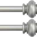 Turquoize 2 Pack Adjustable Window Curtain Rods, 16.2 to 43.8 Inch, Nickel Finish with Classic Finials