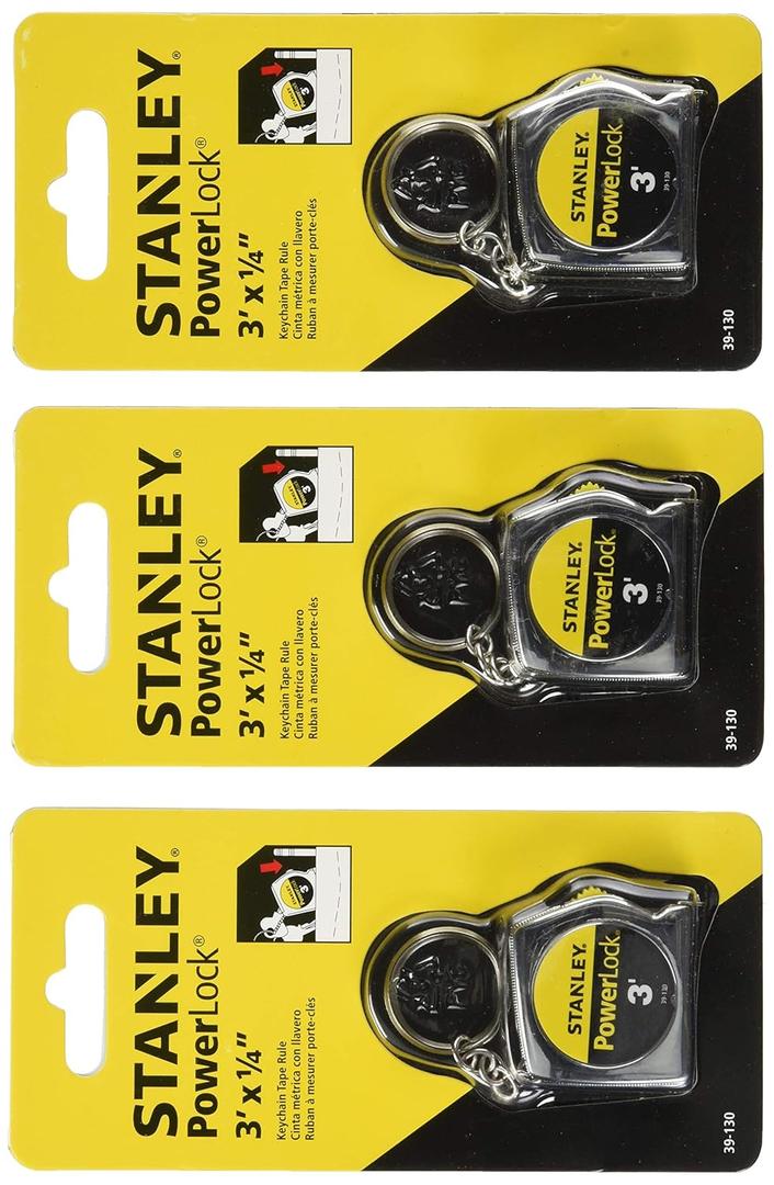 STANLEY Hand Tools 39-130 3' PowerLock Key Tape Rule - 3 Pack (Black)