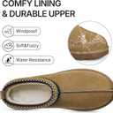 ATHMILE Mens Slippers Tasman House Slippers for Men Short Ankle Mini Suede Boots for Outdoor Indoor Non Slip Thin Sole Warm Fur Lined Chestnut Size11 (Beige)
