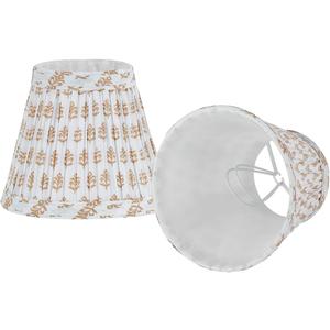 Chandelier Shades Set of 2,Mini Lamp Shade 3" Top x 5.5" Bottom x 4.7" Slant,Small Lamp Shades Clip On Bulb,Pleated Chandelier Lamp Shades,Fabric Lampshades That Attach to The Bulb(Brown Floral)
