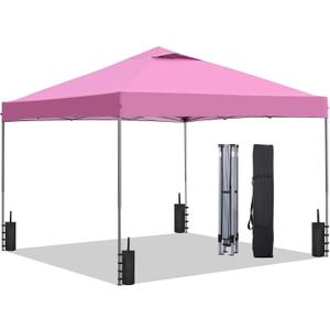 GDY 10x10 Pop Up Canopy Tent, Outdoor Canopy, Patio Tent,Commercial Instant Gazebos, Portable Shelter Canopies, for Patio/Outdoor/Wedding Parties and Events, (Pink)