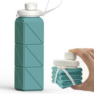 Collapsible Water Bottles, Silicone Foldable Portable Water Bottle 610ml, Lightweight Reusable Leakproof for Travel Camping Hiking Cycling Yoga Sports Outdoor School Office Gym Collapsible Water Bottles, Silicone Foldable Portable Water Bottle 610ml, Lightweight Reusable Leakproof for Travel Camping Hiking Cycling Yoga Sports Outdoor School Office Gym