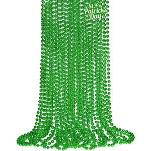 ZZYFGH 12 PCS St. Patricks Day Necklaces, 33" Green Mardi Gras Beads Necklace, St. Patrick's Day Green Beads St. Patricks Day Accessories for Mardi Gras Party Supplies Mardi Gras Decor for Party, School Event, Home