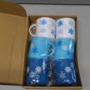 6 Pcs Christmas Mugs Bulk 6 oz Small Plastic Snowflake Mugs Reusable Hot Cocoa Mug Blue Winter Holiday Cups with Handles for Winter Party Supplies Xmas Stocking Stuffers Classroom Gifts