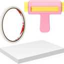 Paper Crimper, Double Sided Tape, Glossy Thin Inkjet Paper 100 Sheets, Glossy Photo Paper 8.25 x 11.6 Inches for Chip Bags Crafting for Inkjet Printer, Dye Ink 115gsm (Pink)