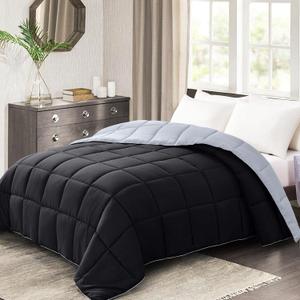 Homelike Moment Twin Comforter Duvet Insert - Black Down Alternative Bed Comforter Twin Size, Lightweight Bedding Comforters Quilted Soft All Season Reversible Black/Light Grey