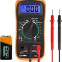 Digital Multimeter Voltmeter Battery Voltage Multi Tester Continuity Ohm Volt Amp DC AC Current Resistance Diodes 2000 Counts Electrical Test Meter with Leads Backlight LCD Display