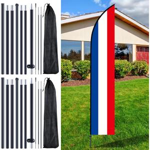 Gisafai 2 Sets Feather Flag Pole Kit Swooper Flutter Flag Hardware Pole Portable Flag Pole Holder with Ground Stake and Bag for Business Storefronts Advertising Outside (12 ft)