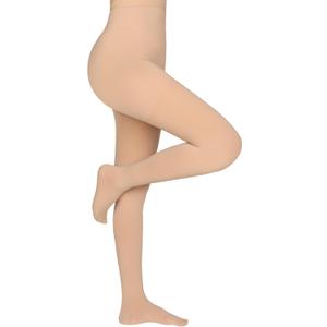 Compression Pantyhose Stockings for Women Men, 20-30 mmHg Closed Toe (Large, Beige)