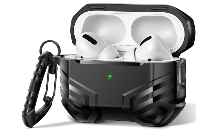 AirPods Pro 2 Case with Lock, Compatible with AirPod 2nd Gen Cover, Military Grade Hard Shell for iPods Pro2, Bright Black