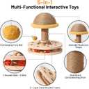 Sisal Cat Scratcher for Indoor Cat Kitten Mushroom Cat Scratching Post with Hanging Ball,Solid Wooden 2 Level Track,Interactive Toy