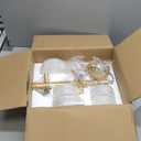 Modern Glass Chandelier for Dining Room, Gold Entryway Chandelier, 6-Light Unique Pendant Light Fixture for Bedroom Hallway Stairway Kitchen