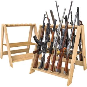 Gun Rack,Wooden Portable Gun Racks Stand,12 Slot Indoor Outdoor Folding Rifle Rack Holder Use with Pistol Storage