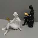 Home Decorative Reading Women Girl Statue Bookends Elegant Resin Bookshelf Room Office Desk Decor,Paper Weights, Book Ends,Bookend Supports, Book Stoppers, Set of 2 (Black and White)