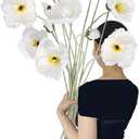 Poppy Flowers Artificial,6PCS Faux White Poppies 41.3in Long Stem Artificial Flowers for Tall Vase Wedding Party Office Decor(White)