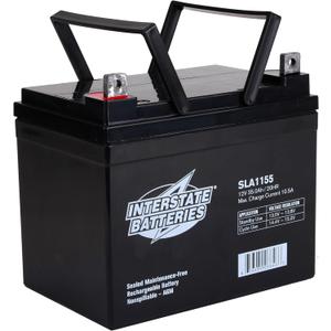 Interstate Batteries 12V 35Ah Battery (Flag Terminal) SLA AGM VRLA Rechargeable Replacement for UPS Backup Power, Emergency Lighting, Lawn Mower, Solar Power (SLA1155) (7.76" x 5.16" x 6.26" (LxWxH))