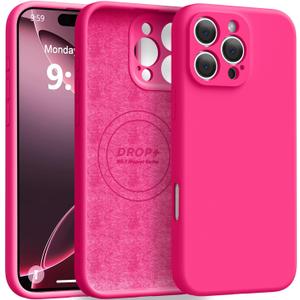 Magnetic for iPhone 16 Pro Case [Compatible with Magsafe] [Premium Silicone Satin-Smooth Touch] Slim Shockproof Anti-Scratch Microfiber Lining Case, 6.3 inch, Hot Pink