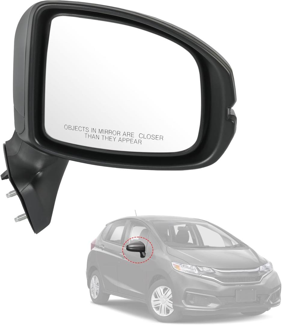 JDMSPEED Right Side Side View Door Mirror Compatible with 2015-2020 Honda Fit Non-Heated Manual Folding Black Replace# HO1320332 76208-T5R-A01(6 pin)