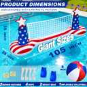 250th Anniversary American Flag Inflatable Pool Games Large Volleyball Net Pool Floats Set with 9" Beach Ball – 4th of July Floating Swimming Game Toy for Adults, Perfect for Patriotic Party Summer