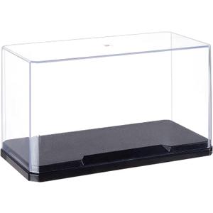 OLYCRAFT Clear Plastic Display Case 7x3.5x4 Inch Display Stand Box SelfAssembl Display Case with Black Base Dust Proof Protection Showcase for Collection Bricks Blocks Models