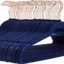 Amazon Basics Slim Velvet, Non-Slip Suit Clothes Hangers, Pack of 50, Navy Blue/Rose Gold