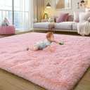 Ultra Soft Fluffy Pink Rugs for Bedroom 4x6 Feet, Fluffy Shag Area Rugs for Living Room, Large Comfy Furry Rug for Girls Kids Baby Room Decor, Non Slip Nursery Modern Indoor Fuzzy Floor Bedside Carpet