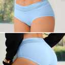 OLIKEME Cotton Underwear for Women Mid-High Waisted Lace Band Lady Panties No Show Breathable Hipster Briefs 6Pack (M)