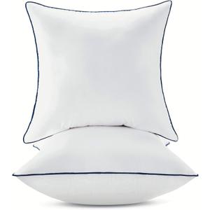 20x20 Inch Pillow Inserts Set of 2-100% Cotton Cover, Square Decorative Throw Pillows for Couch, Sofa, Chair, or Bed (2 Pack, 20x20 Inch)