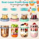 4 Pack Overnight Oats Containers with Lids and Spoons, 20 oz (16+4) Overnight Oats Jars, Glass Mason Jars with Dry and Wet Separation for Oatmeal Salad Yogurt, Dual-Layer Yogurt Containers with Lids