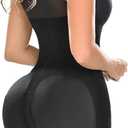 YIANNA Fajas Colombianas Shapewear for Women Tummy Control Post Surgery Full Body Shaper Butt Lifter with Zipper Crotch (Black, L)