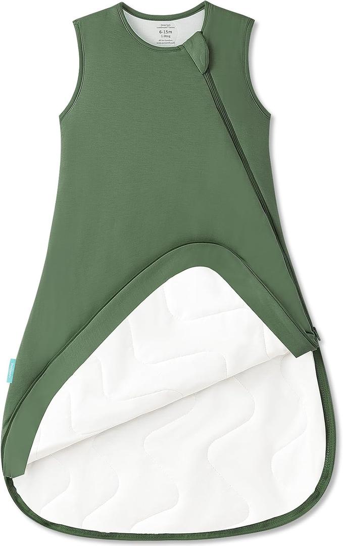 PurComfy Supersoft Sleep Sack 1.0 TOG, Premium Bamboo Viscose Baby Sleeping Bag 2-Way Zipper Sleep Sack Baby Wearable Blanket (3-6 Months, Forest)