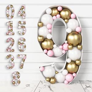 HOUSE OF PARTY Mosaic Numbers for Balloons 3ft - Marquee Numbers Pre-Cut 3 Feet Tall Balloon Number Frame, 9 Mosaic Cardboard for Birthday Wedding