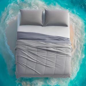 SLEEP ZONE King Cooling Comforter Set for Hot Sleepers, Nanotex Cooling Blanket3 Pieces Jersey Knit Bedding, Reversible Cool Feeling, Soft and Breathable with 2 Pillowcases, 1 Comforter (Grey)