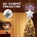 Christmas Tree Topper, Christmas Star Tree Topper Built-in LED Rotating Lights, Plug in 3D Sliver Glittered Star Tree Topper for Xmas Party Holiday Decorations (Silver)
