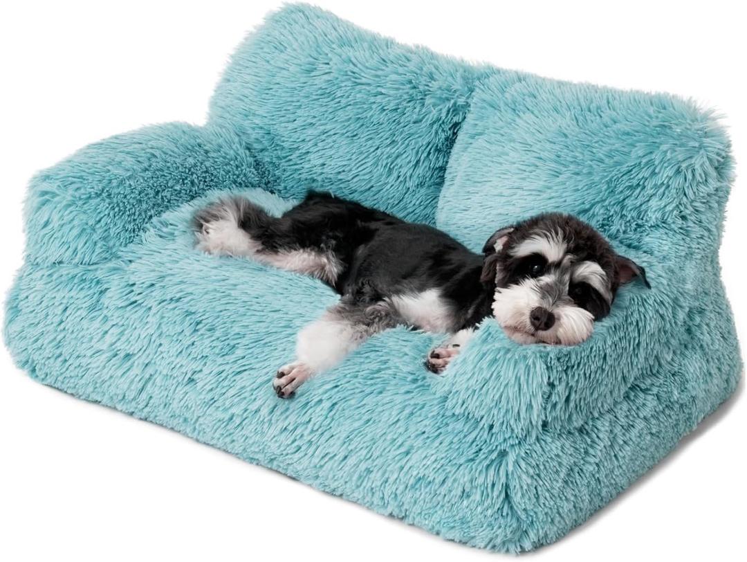 Mewoo Dog Couch, Small Dog Bed with Removable Washable Cover, Cute Cat Couch for Pets, Cat Beds for Indoor Cats with Anti-Slip Bottom (Lake Blue, 26 x 14.5 x 13 inches; 5.33 Pounds)