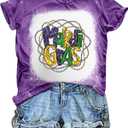 Mardi Gras Shirts for Women: Carnival Graphic Shirt New Orleans Mardi Gras Party Outfits Fat Tuesday Tops, Size L