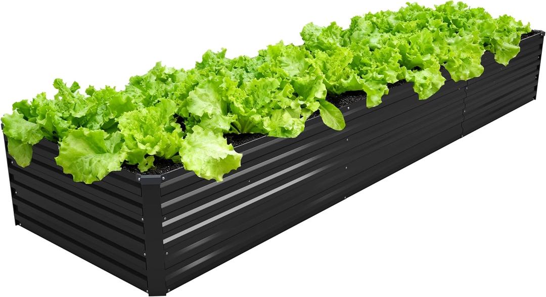 DIIYIV 12x2x1.5FT Galvanized Raised Garden Bed,Vegetable Boxes-Rectangle Metal Flower Box,Large Planter Raised Beds Outdoor Garden for Planting,Fruit,Herb-Black