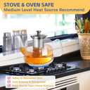 Glass Teapot with Infuser and Lid, 1300ml/43oz Borosilicate Glass Teapot with Stainless Steel Mesh Infuser for Loose Leaf & Blooming Tea, Stovetop & Microwave Safe