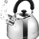 Whistling Tea Kettle for Stovetop, 5L Stainless Steel Tea pot Kettles,Striped frosted water pot, Large kettle teapot with Cool Touch Ergonomic Handle(Mirror Polish) (5.3 Quarts)