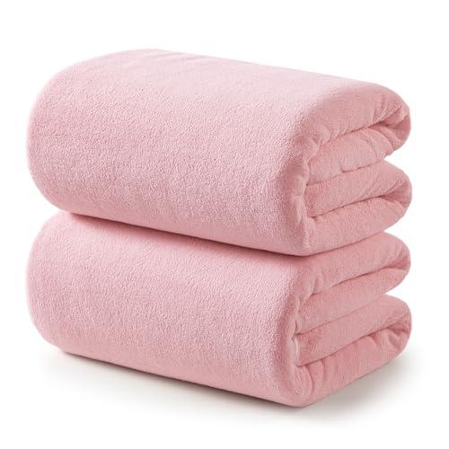 REDKISS 2 Pack Microfiber Extra Large Bath Sheets, 35 x 70 Inches, 670G, Super Soft and Absorbent, Quick Dry Pink Bath Towels, Perfect for Bathroom, Plush Shower Towels for Spa, Gym & Hotel