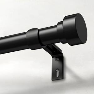 Extra Long Curtain Rods for Windows 32 to 170 Inch, 1 Inch Black Heavy Duty Curtain Rods for Patio, Farmhouse, Bedroom, Living Room, Adjustable Metal Drapery Rod (A1,Black,32"-170")